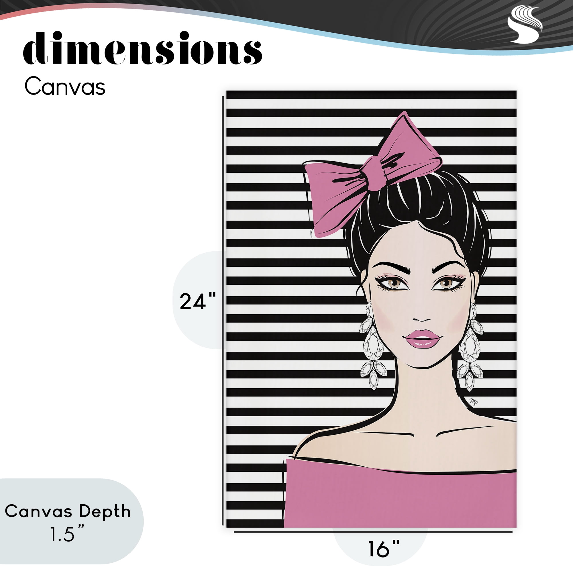 Stupell Industries Girl with Pink Bow & Earrings Canvas Wall Art, design by Martina Pavlova