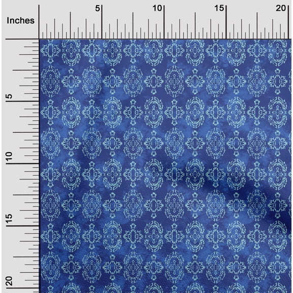 oneOone Cotton Cambric Medium Blue Fabric Batik Quilting Supplies Print Sewing Fabric By The Yard 42 Inch Wide - R2