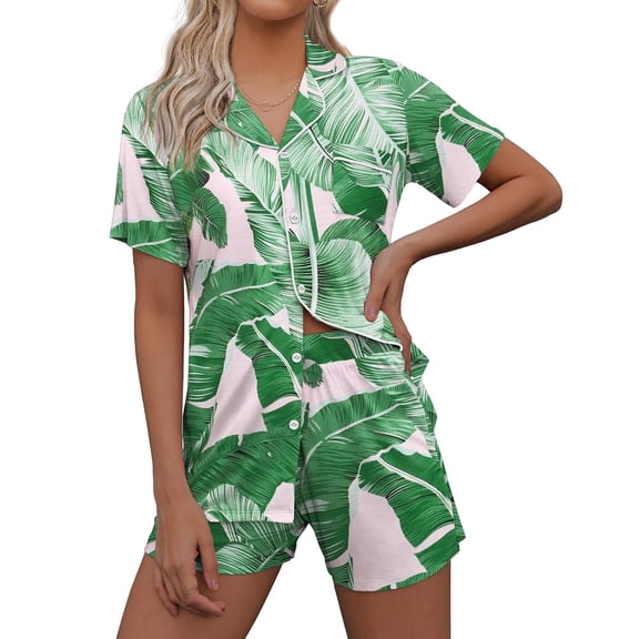 Avidlove Button Up Pajama Sets for Women 2 piece Loungewear Sets Short Sleeve Button Down Pj Sets Shorts Lounge Set Notch Collar Sleepwear