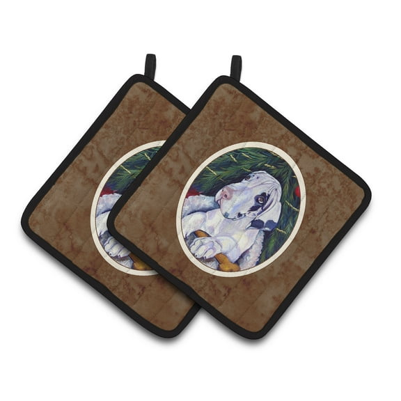 Carolines Treasures 7172PTHD Christmas Tree with Harlequin Great Dane Pair of Pot Holders , 7.5HX7.5W, multicolor
