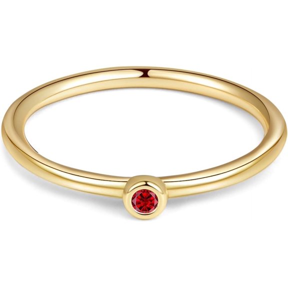 Cute Gemstone Rings 14K Gold Plated Stackable Birthstone Rings for Women Dainty Gold Rings Minimalist Family Ring Birthday Gift for Her