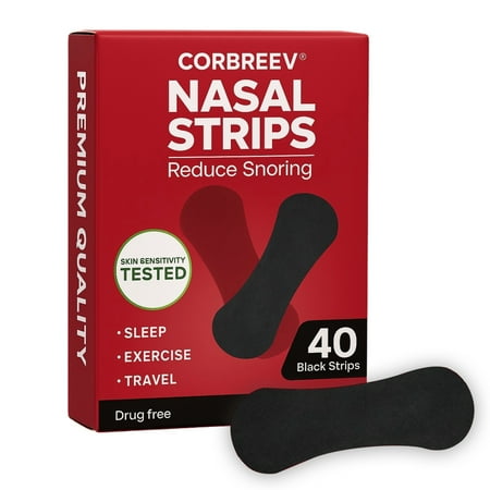 CorBreev Extra Strength Black Nasal Strips, 40 Count