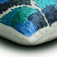 thumbnail image 2 of Decorative Blue 24"x24" (60x60 cm) Throw Pillow Cases, Silk Sequins Embroidery, Ombre & Peacock decor Throw Pillows For Sofa, Floral Pattern Modern Style - Mora, 2 of 3