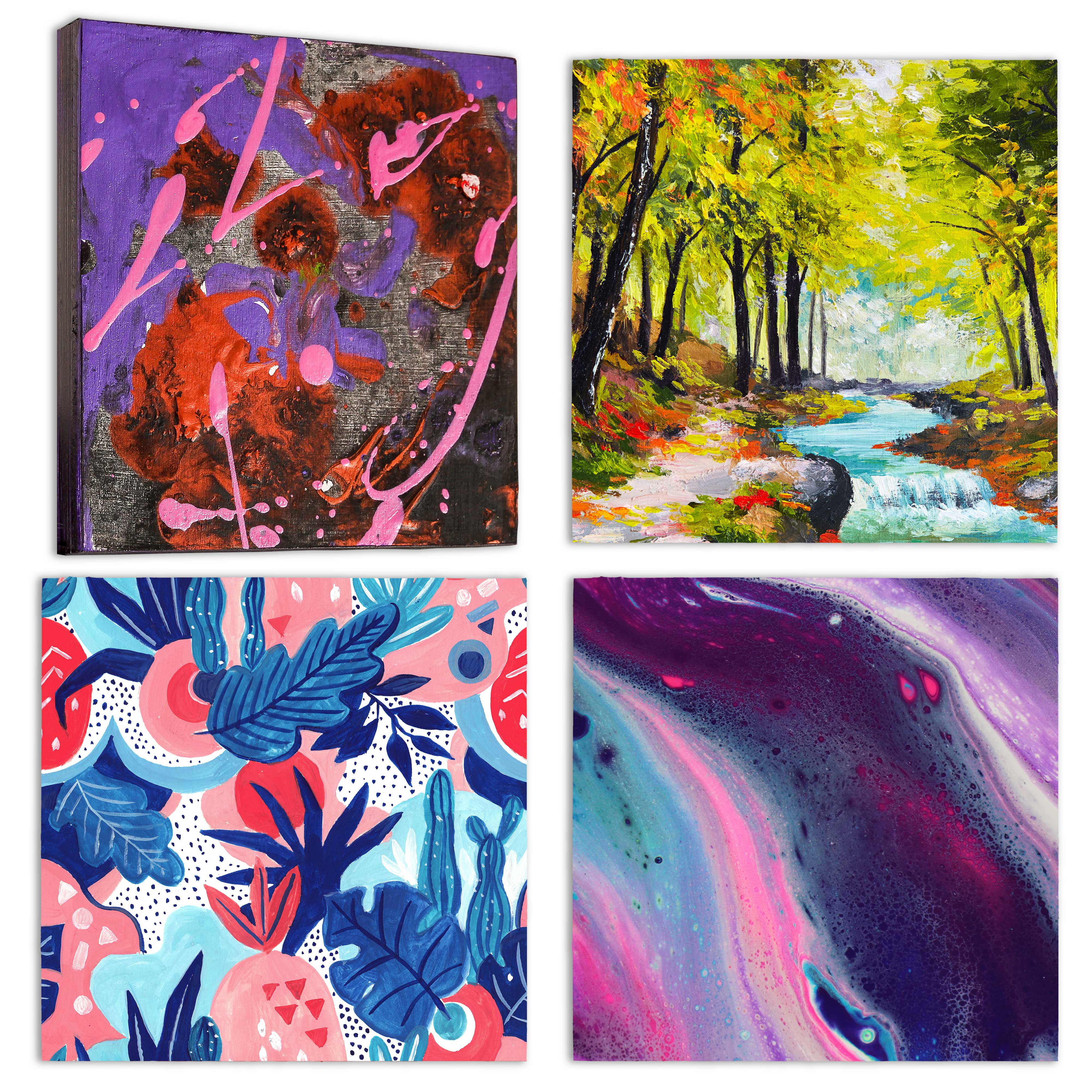 U.S. Art Supply 16" x 16" Birch Wood Paint Pouring Panel Boards, Studio 3/4" Deep Cradle (Pack of 2) - Artist Wooden Wall Canvases - Painting Mixed-Media Craft, Acrylic, Oil, Watercolor, Encaustic