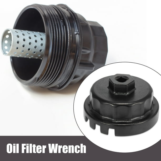 Silver Tone Oil Filter Wrench Cap Housing 14 Flutes 4 Slots 64.5mm