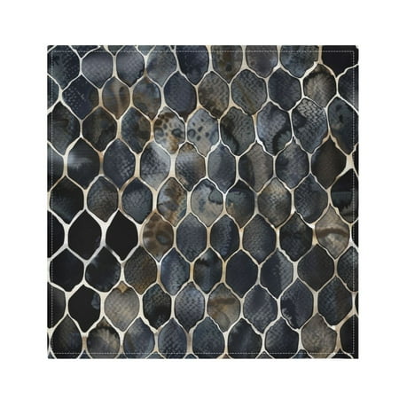 

JSTEL Black Snake Skin Prints Cloth Napkins Set of 1 20x20 Inch Washable and Reusable Napkin for Decoupage Dinner Party Everyday Use