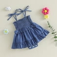 thumbnail image 6 of TOWED22 Girl Newborn Baby Girls Romper Dress Ruffle Sleeve Letter Printed Lace Tutu Skirted Cute Summer Clothes Blue,12-18 M, 6 of 8