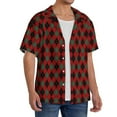 thumbnail image 2 of Gukieu Argyle Plaid Print Men's Short-sleeved Shirts, Button-down Pocket Shirts, T-shirts, Beach Vacation Travel Summer Clothing-XX-Large, 2 of 5