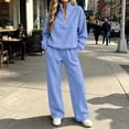 thumbnail image 4 of Teuyenhk Womens Two Piece Sweat Sets Cozy Fleece Lined Sweatsuits Quarter Zip High Neck Pullover with Sweatpants Fashion Athleisure Tracksuit, 4 of 6