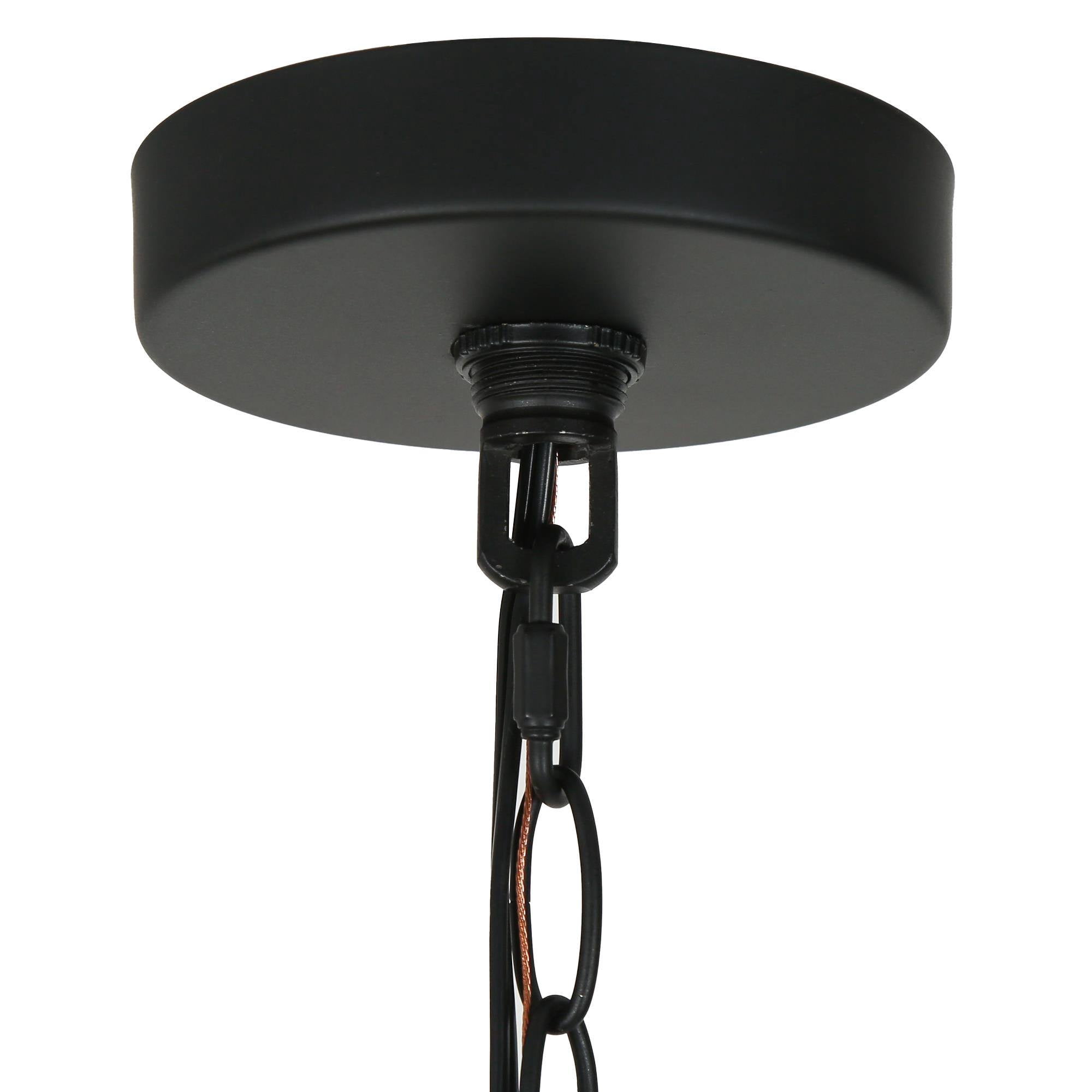 LNC 1-Light Black Pendant Light, Colored Glass-Cylinder