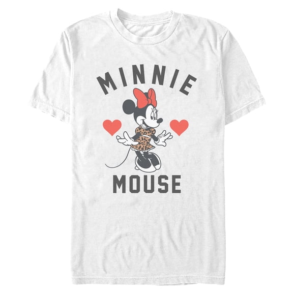 Mens Minnie Mouse Cheetah Print Dress Hearts T Shirt