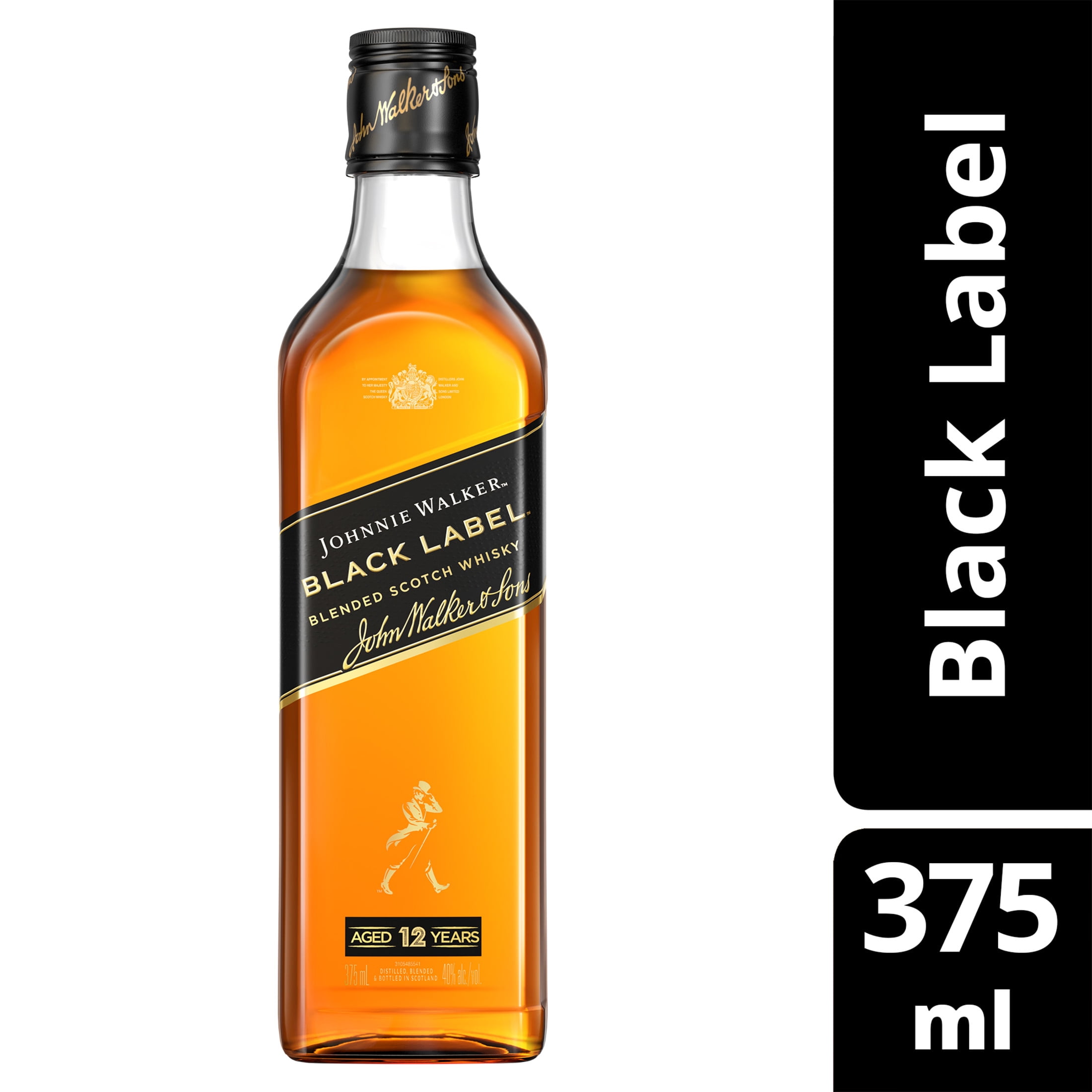 Johnnie Walker Black Label Blended Scotch Whisky, 375 mL, 40