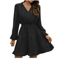 thumbnail image 2 of Dwaogom Fashion Women's Bandage Casual Long Sleeve Dress V-Neck Ladies Solid Dresses Halter Dresses For Women Renaissance Dress Summer Dress For Women Chiffon Blouses Skirt, 2 of 8