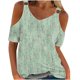 thumbnail image 1 of Camisas de Manga Corta para las Mujeres Blusa de Cuello Redondo de Impresión Casual, Top de Algodón de Imitación Ligero para el Hogar, el Uso Diario Y las Cuatro Estaciones, 1 of 4