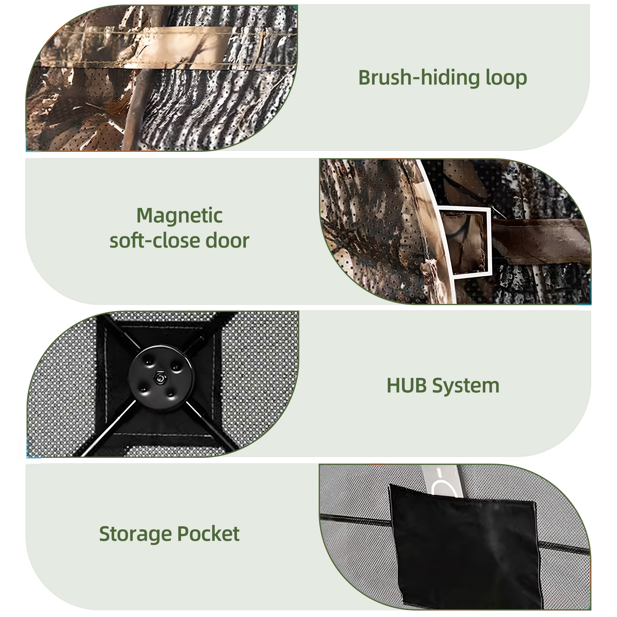 Uforic 360° See Through Ground Hunting Blind for 3-4 Persons, Pop-up Ground Blind With Tri-Leg Chair, Silent Magnetic Zipper Door and Carrying Bag