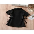 thumbnail image 3 of PENGXIANG Mode Bambin Filles Été Robe Veste Outwears Bandage Tour vers le Bas Col une Ligne Robe Noire 2-3 Ans, 3 of 9