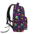 thumbnail image 3 of Xecao mushroom rainbow color Skull Backpack, a stylish and functional choice for both men and women, is the perfect basic bookbag for college, work, or travel, 3 of 5