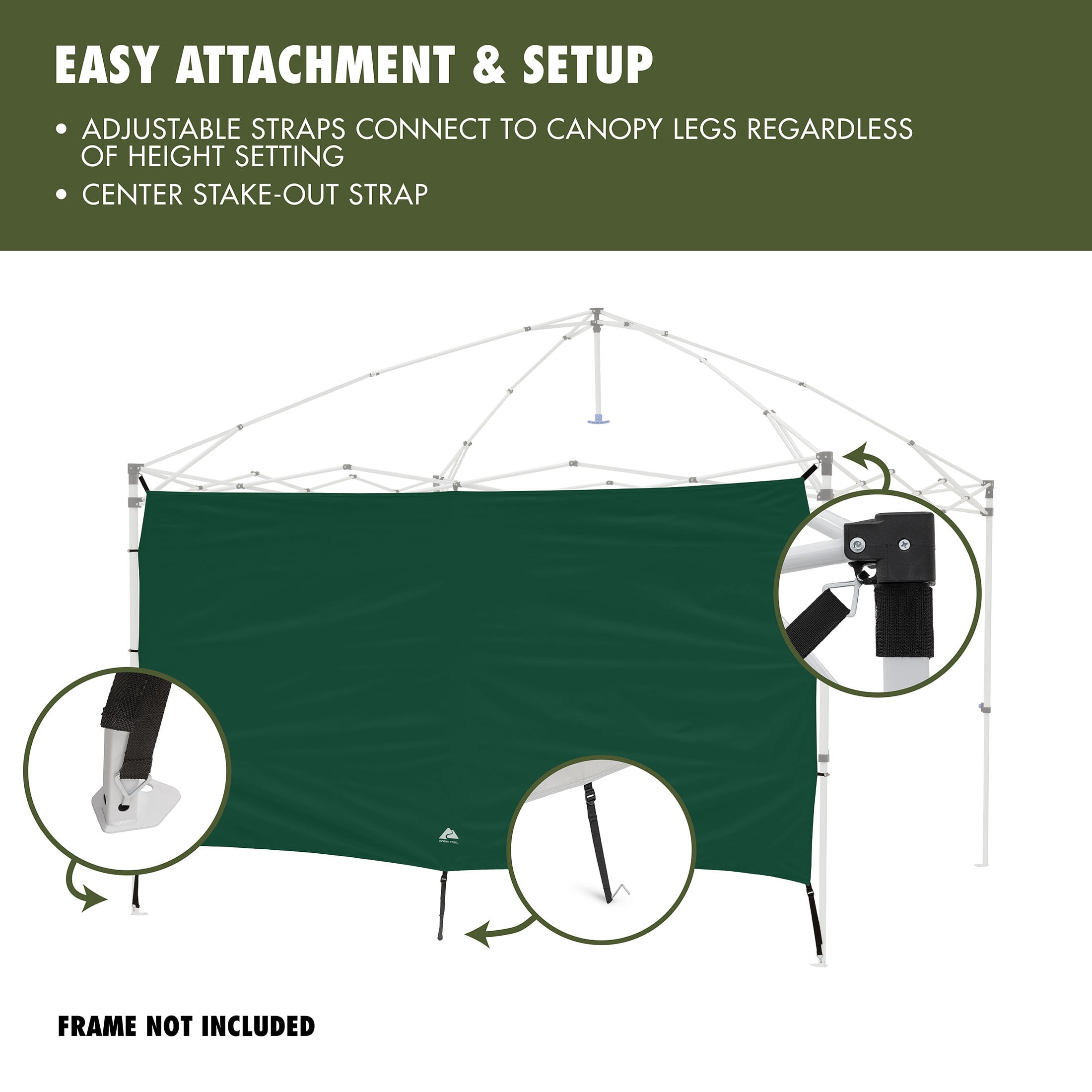 Ozark Trail Dark Green 10'x10' Canopy Sun Wall Accessory