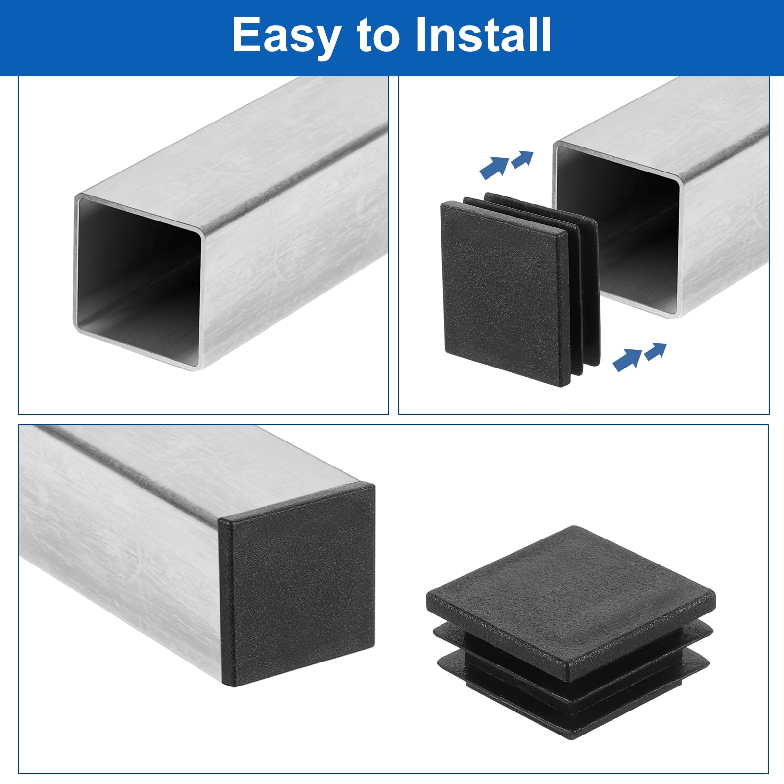Unique Bargains Square Tubing End Caps Hole Plug for Metal Tubing Furniture 3"