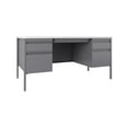 thumbnail image 3 of Lorell Fortress Series Teachers Desk 60" x 30" x 29.5" - Double Pedestal - T-mold Edge - Material: Steel - Finish: White Laminate Surface, Platinum, 3 of 8