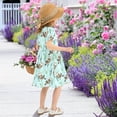 thumbnail image 5 of FORMRS Girls Short Sleeve Dress Summer Casual Round Neck A-line Beach Sundress, Sizes 2T-8T, Green Otters Pattern, 5 of 8