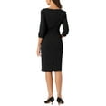 thumbnail image 3 of Vestido Vintage para Mujer Inspire Chic de Manga 3/4, Vestidos Sheath para Usar en el Trabajo, Talla M, Negro, 3 of 6