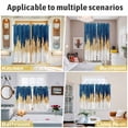 thumbnail image 6 of Blue Gold Kitchen Curtains 84 Inch Length, Modern Street Art Splatter Foil Painting Grommet Top Bedroom Living Room Curtains, Light Filtering Cafe Curtain Drapes 2 Panels Set 104''x84'', 6 of 9