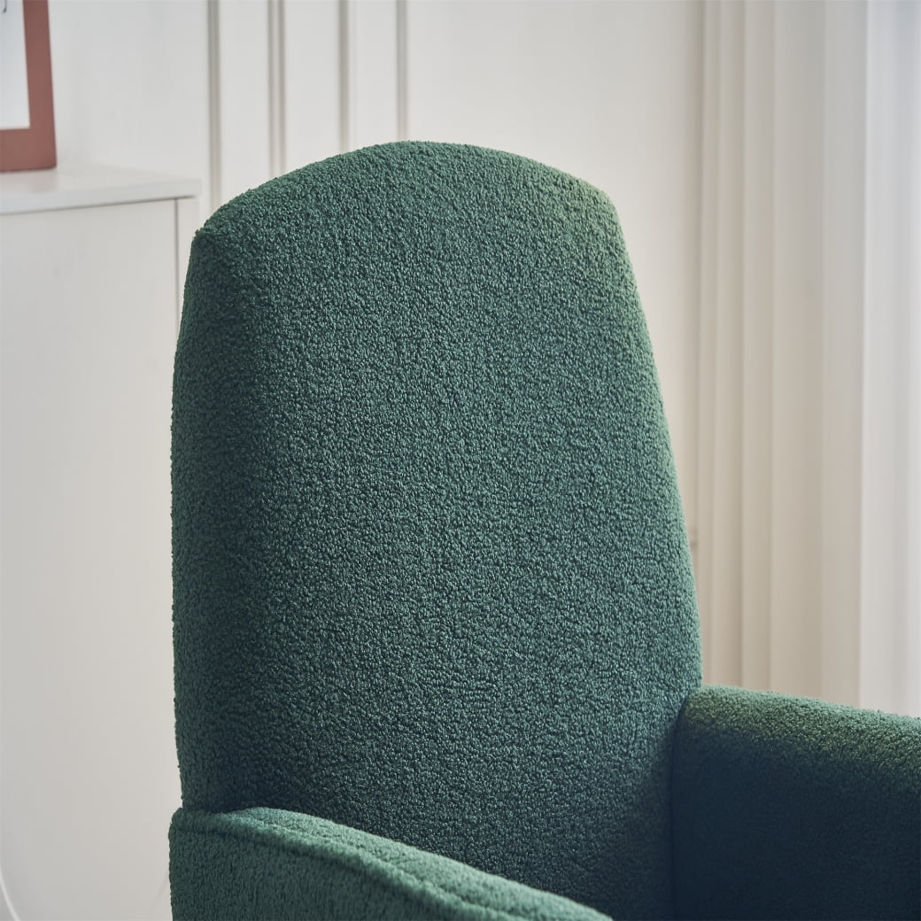 Rocking Chair Nursery, Nursery Rocking Chairs with Adjustable Footrest and Side Pocket, Comfy Rocking Chairs in Teddy Fabric, Reading Arm Glider Chair for Living Room, Bedroom, Offices, Green