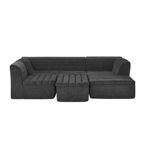 EPOWP 135'' Cloud Sectional Boneless Couches for Living Room, Modular Sectional Sofa with Deep Seat and Movable Ottoman, Memory Foam Compressed Spineless 5 Seater Sofa for Bedroom Apartment