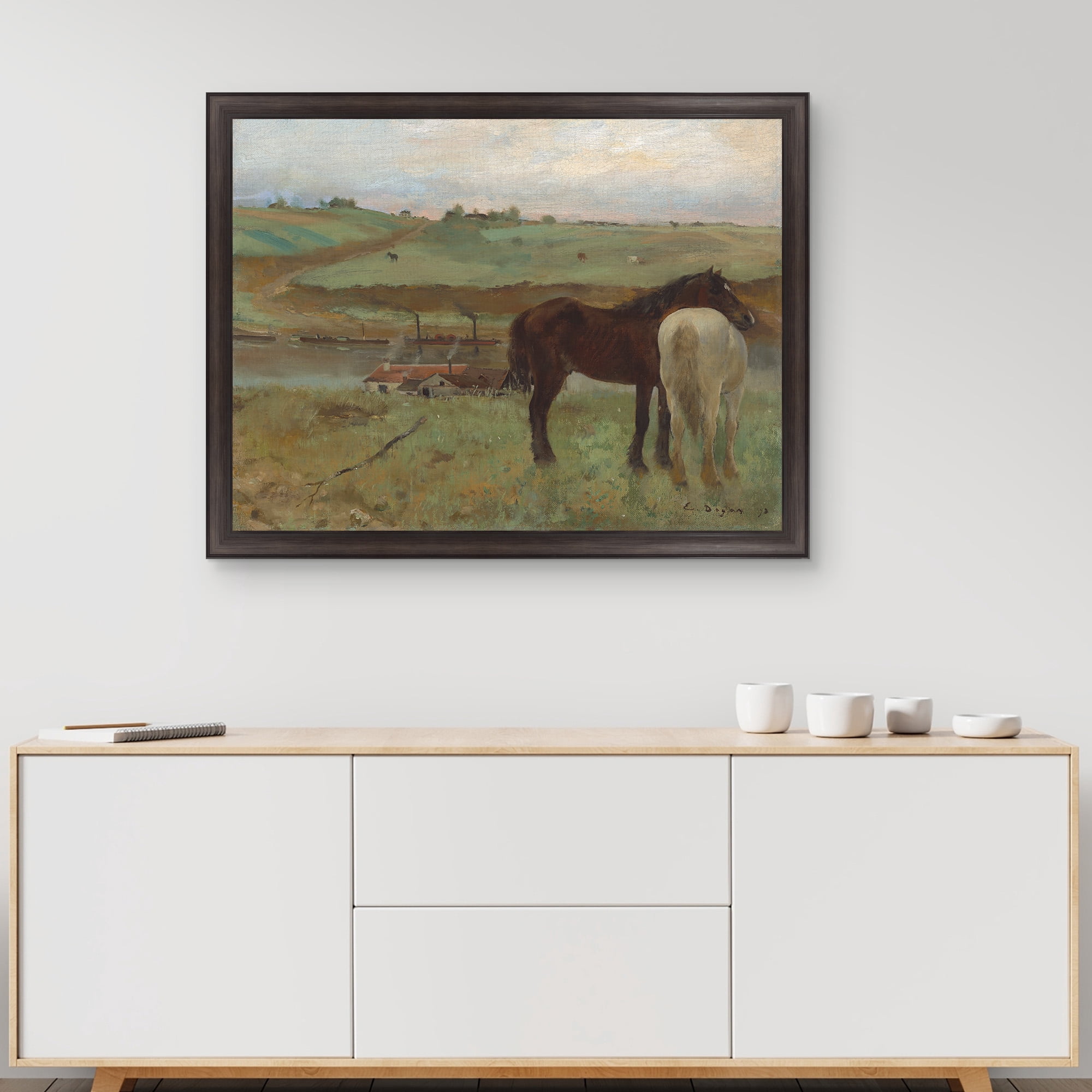 Horses in a Meadow Framed Canvas