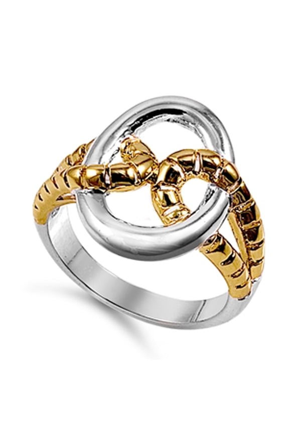 Yellow Gold-Tone Infinity Rope Loop Ring 925 Sterling Silver Band Jewelry Female Male Unisex Size 7