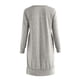 thumbnail image 2 of Blusa de manga larga con escote en V, bolsillos y aberturas laterales - Blusa informal gris claro para mujer, talla M, 2 of 5