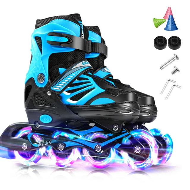 Patins à Roues Alignées Réglables Lumineux avec Roues vers le Haut pour Filles et Garçons Adolescents Patins à Roues Alignées