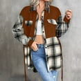 thumbnail image 2 of BLVB Women's Fall Clothes Plaid Shacket Jacket Long Sleeve Button Down Lapel Flannel Shirts Fashion Blouse Coats with Pockets, 2 of 5