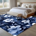 thumbnail image 4 of 8'x10' Area Rugs, Navy Blue Spring Floral Indoor Outdoor Area Rug for Living Room Bedroom, Summer Botanical Abstract Art Washable Bathroom Rugs Kitchen Floor Carpet Mats Home Decor Aesthetic, 4 of 8