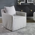 thumbnail image 2 of Uttermost Welland Fabric and Wood Swivel Chair in Warm Gray/Ivory, 2 of 6