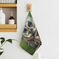 BCIIG Owl Branch Green Background Quick Dry Hand Towels 11.8x11.8in Set