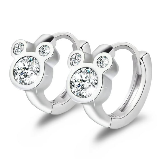 Evelyni Cute Mouse Cartilage Huggie Hoop Earrings, Sterling Silver, Hypoallergenic, 14K Gold Plated