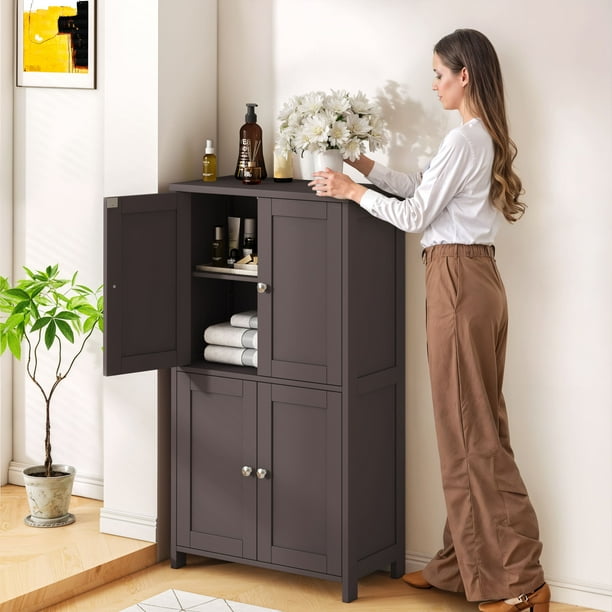 Bathroom Storage Floor Cabinet Organizer with Adjustable Shelf 4
