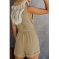 thumbnail image 2 of Combinaison Décontractée d'Été pour Femmes Col en V Sans Manches avec Nœud Couleur Unie Shorts Cinq Points, 2 of 2