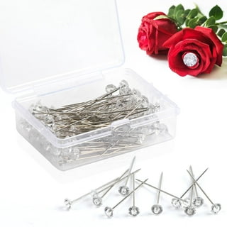  50Pcs Clear Corsages Pins Bouquet Pins Head Pins Crystal  Diamond Pins for Wedding Flower Decoration (2 Inch)