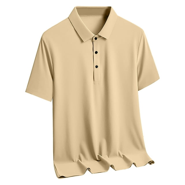 Ofreoo Chemise en Soie Glacée à Manches Courtes pour Hommes Couleur Unie Col à Revers en Liquidation