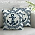 thumbnail image 3 of BCIIG Nautical Theme Pillow Cover 20x20 Inch Navy Blue Anchor Gray Stripes Decor Cushion Cover for Kids Teens Adults Ocean Travel Style Soft Square Cushion Case for Office Living Room, 3 of 5