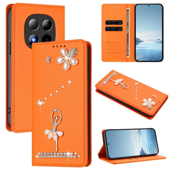 Tianyeda for XiaoMi RedMi Note 15 PRO 5G Case for Samsung Galaxy S26Ultra Wallet case Phone Cover with RFID Blocking Credit Card Holder Flip Book For Women Orange