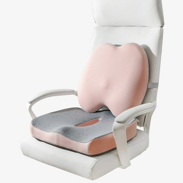 Cushion Set for Chair and Car Memory Foam Lumbar Coccyx Back Support with Gel and Versatile Injected Coccyx Padding