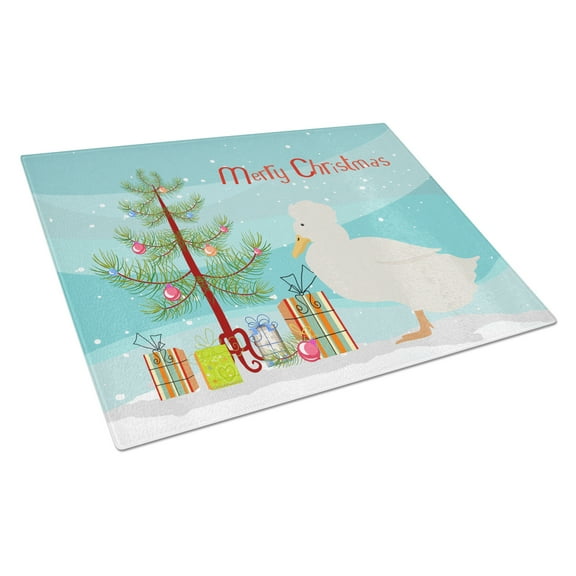 Caroline's Treasures Crested Duck Christmas Glass Cutting Board Large