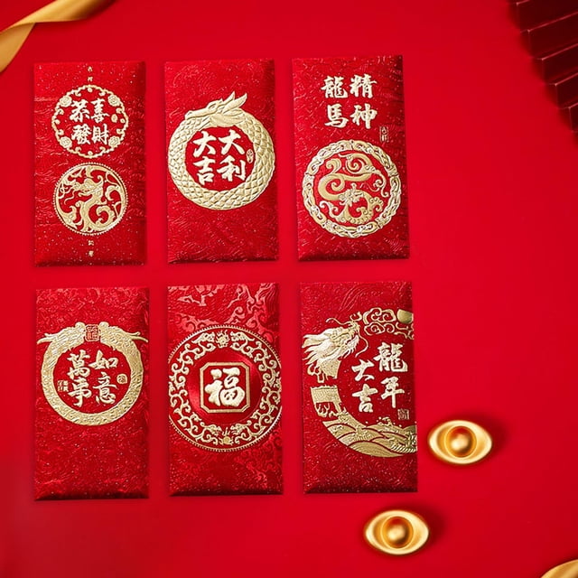 Sobres rojos de Año Nuevo Chino Hong Bao BLESIY paquete rojo creativo de bolsillo rojo del Año del Dragón 2024 estilo E