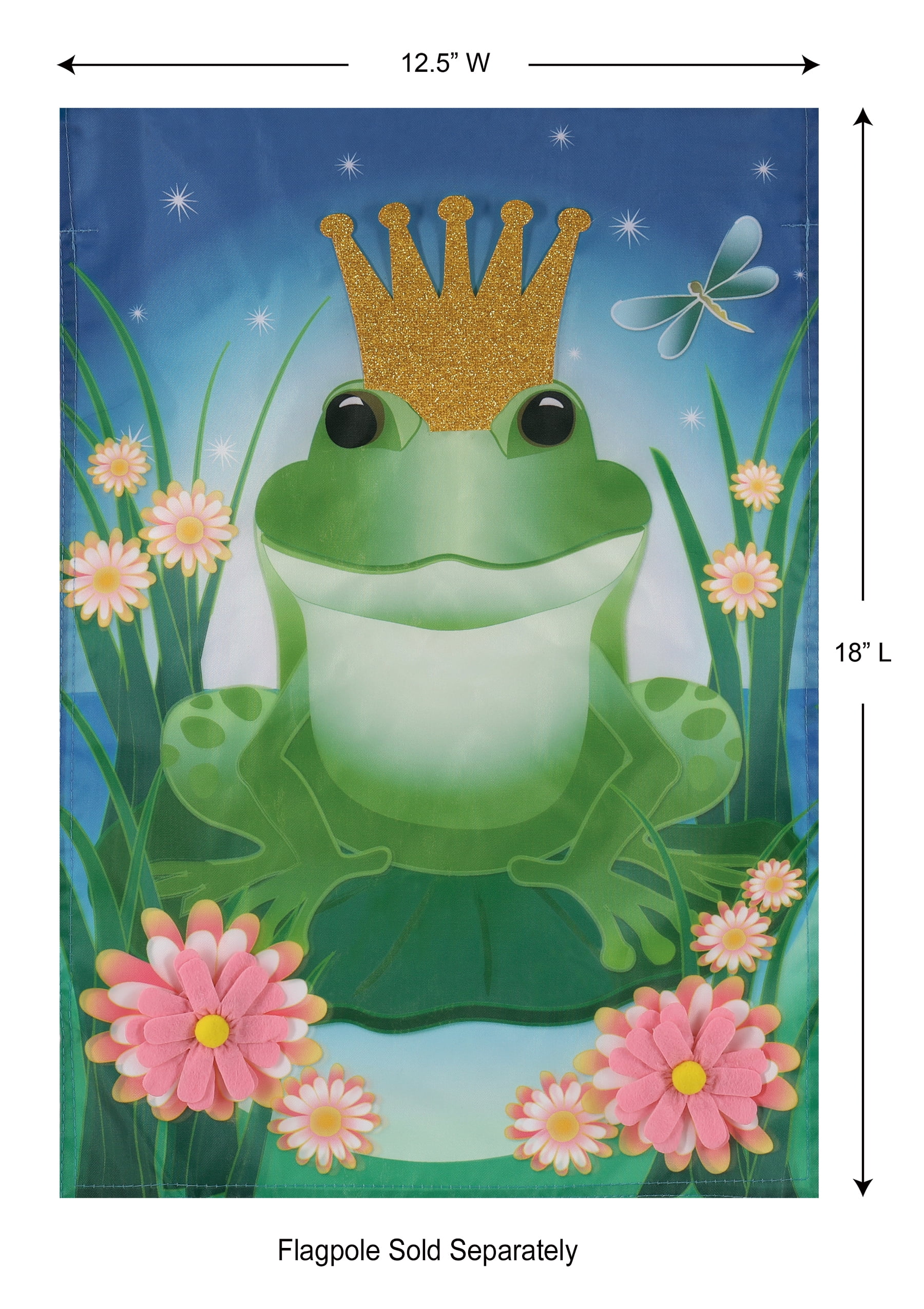 Meadow Creek Spring Garden Flag, 18" Prince Frog