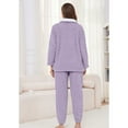 thumbnail image 4 of Heartnice Fluffy Pajamas set for Women Fleece Pullover 2 Piece Pjs Set Soft Plush Sleepwear Winter Loungewear(Grey Purple, S）, 4 of 4