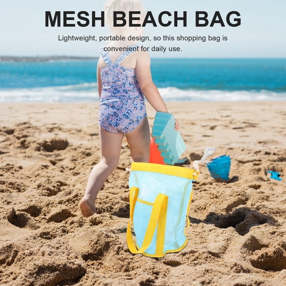 OUNONA Reusable Mesh Beach Tote Bag for Outdoor Use, Storage, and Easy Cleaning, Lightweight and Wear Resistant